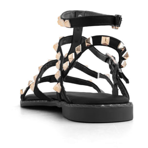 Sandalo gladiator con borchie - NERO