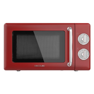 Cecotec Microondas Mecánico con Grill de 20 L Proclean 3110 Retro Red. 700 W en