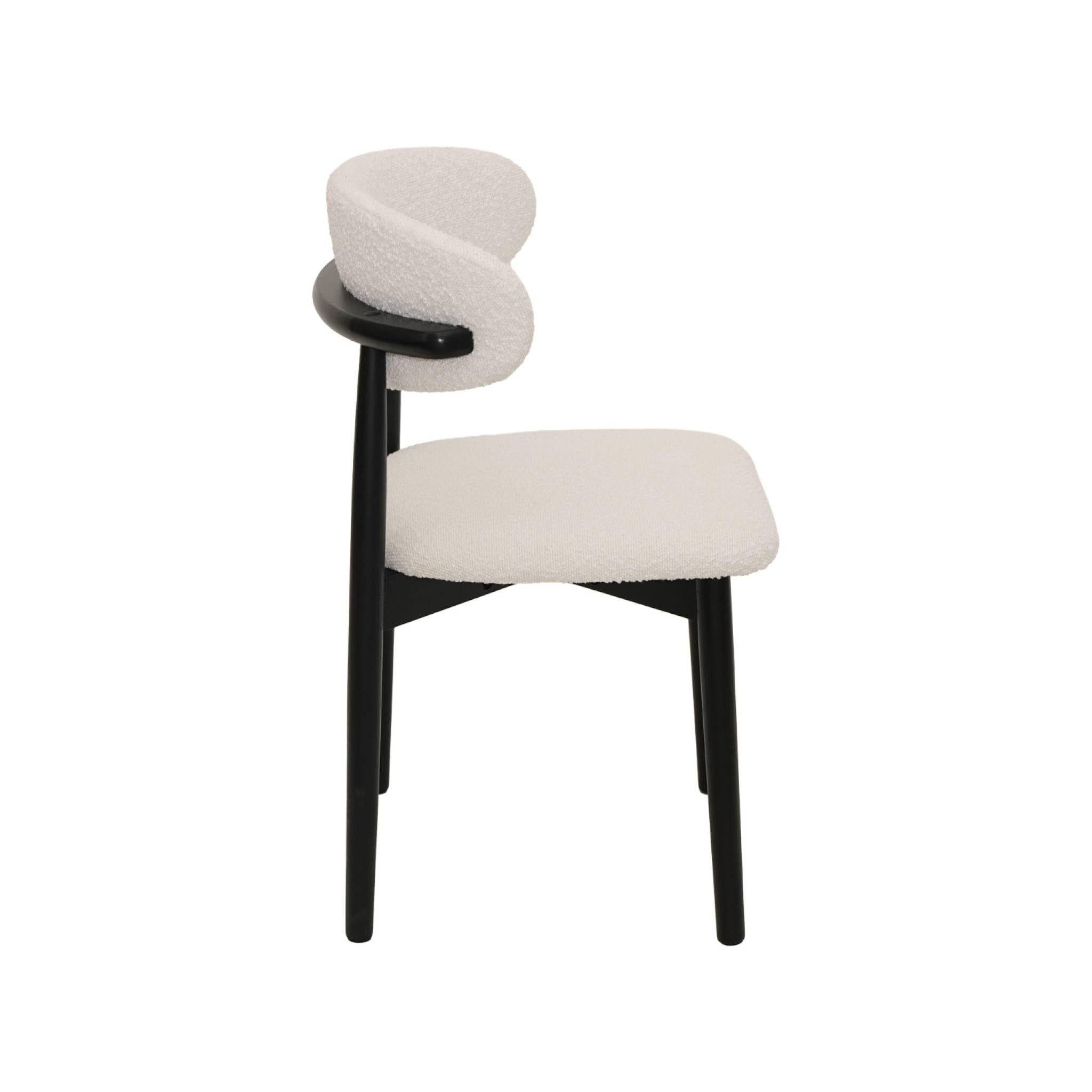 Chaise bois d'hévéa et tissu bouclette (lot de 2)  PAOLA