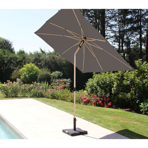 Parasol droit Ø2,4m - effet bois - gris anthracite - RUBIS