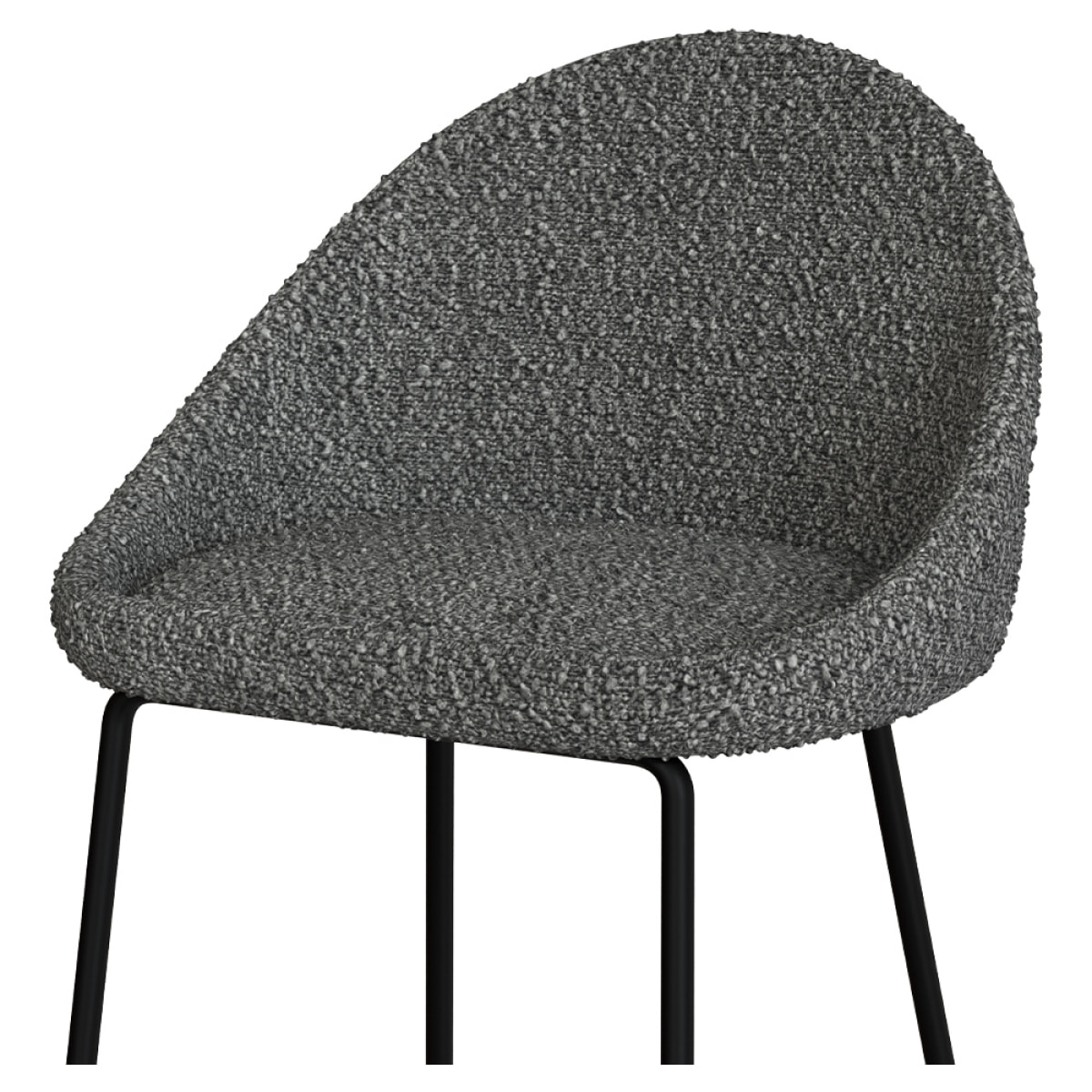 Lot de 2 chaises pour îlot central 65 cm en tissu bouclette gris - Misty