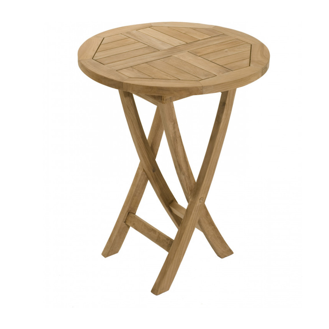 HARRIS - SALON DE JARDIN EN BOIS TECK 2 personnes : Ensemble de jardin - 1 Table ronde pliante 60 cm et 2 chaises