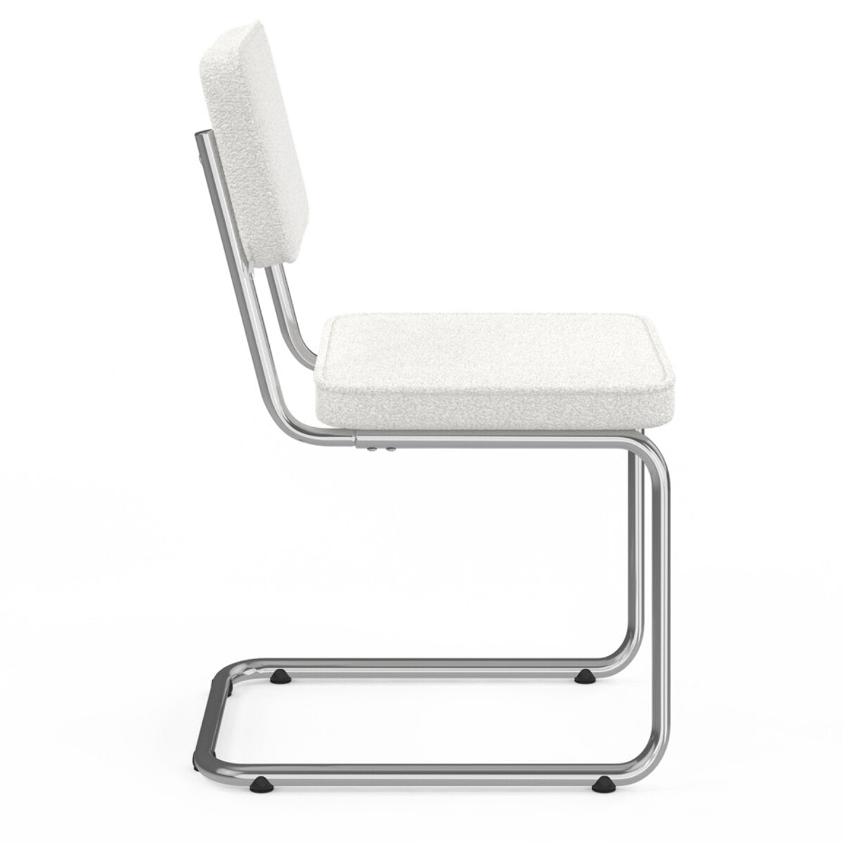 Chaises Naya en bouclette crème et pied métal - lot de 4