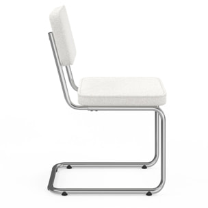 Chaises Naya en bouclette crème et pied métal - lot de 4