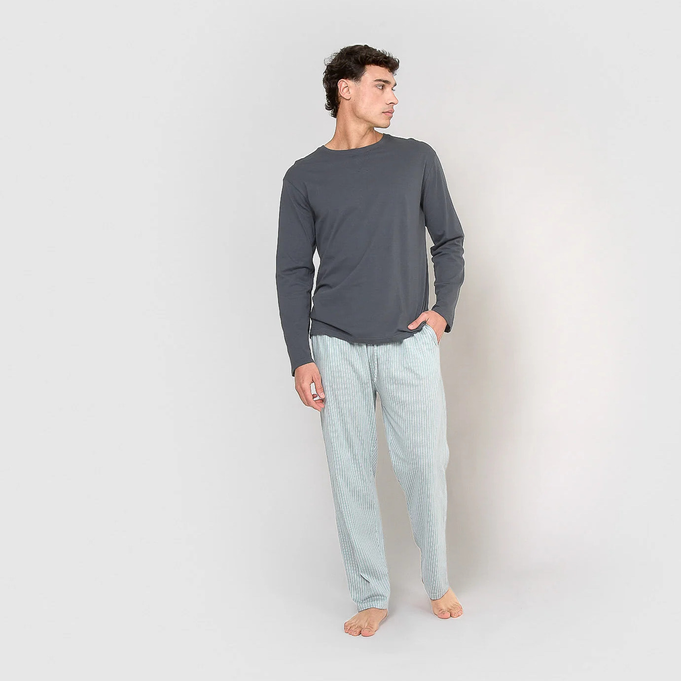 Pigiama lungo in cotone jupiter blu navy