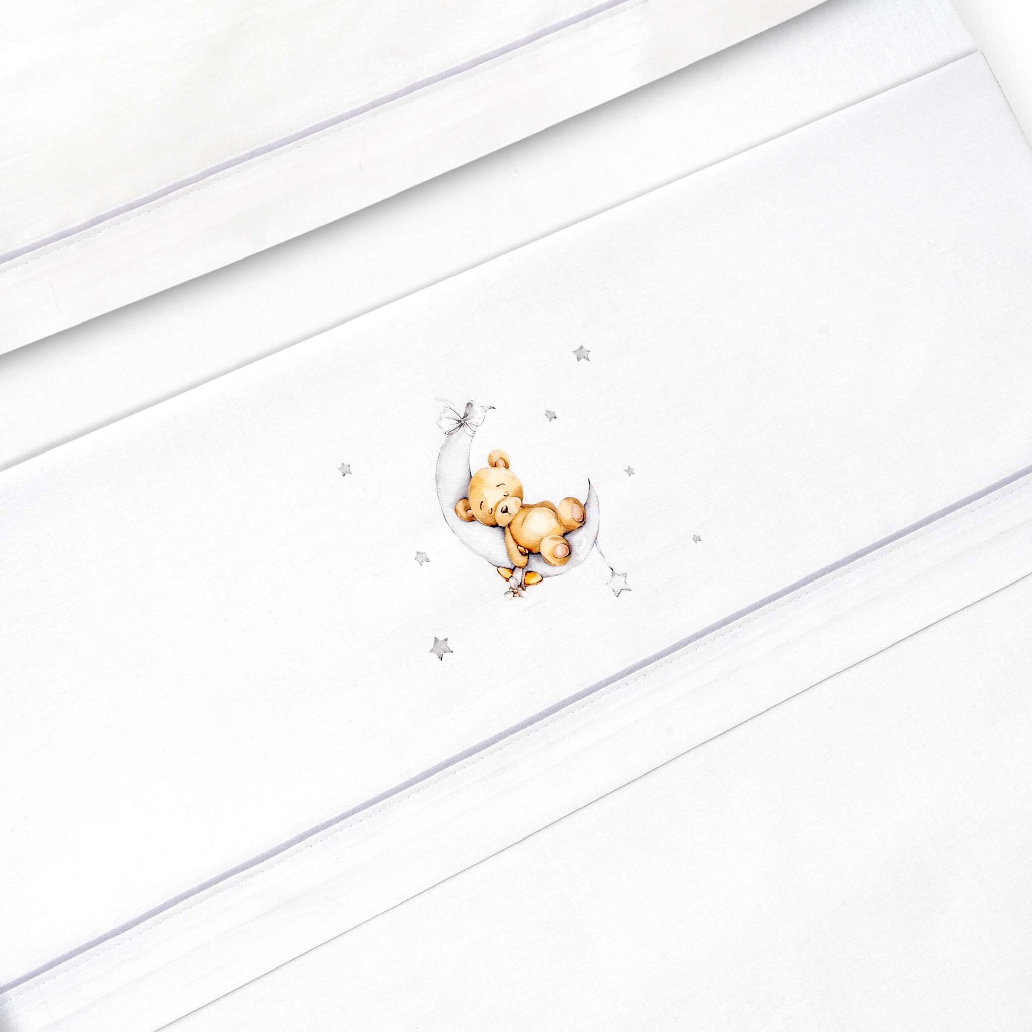 Triptico Coche Estampado Oso Luna Estrellas Bco/Gris