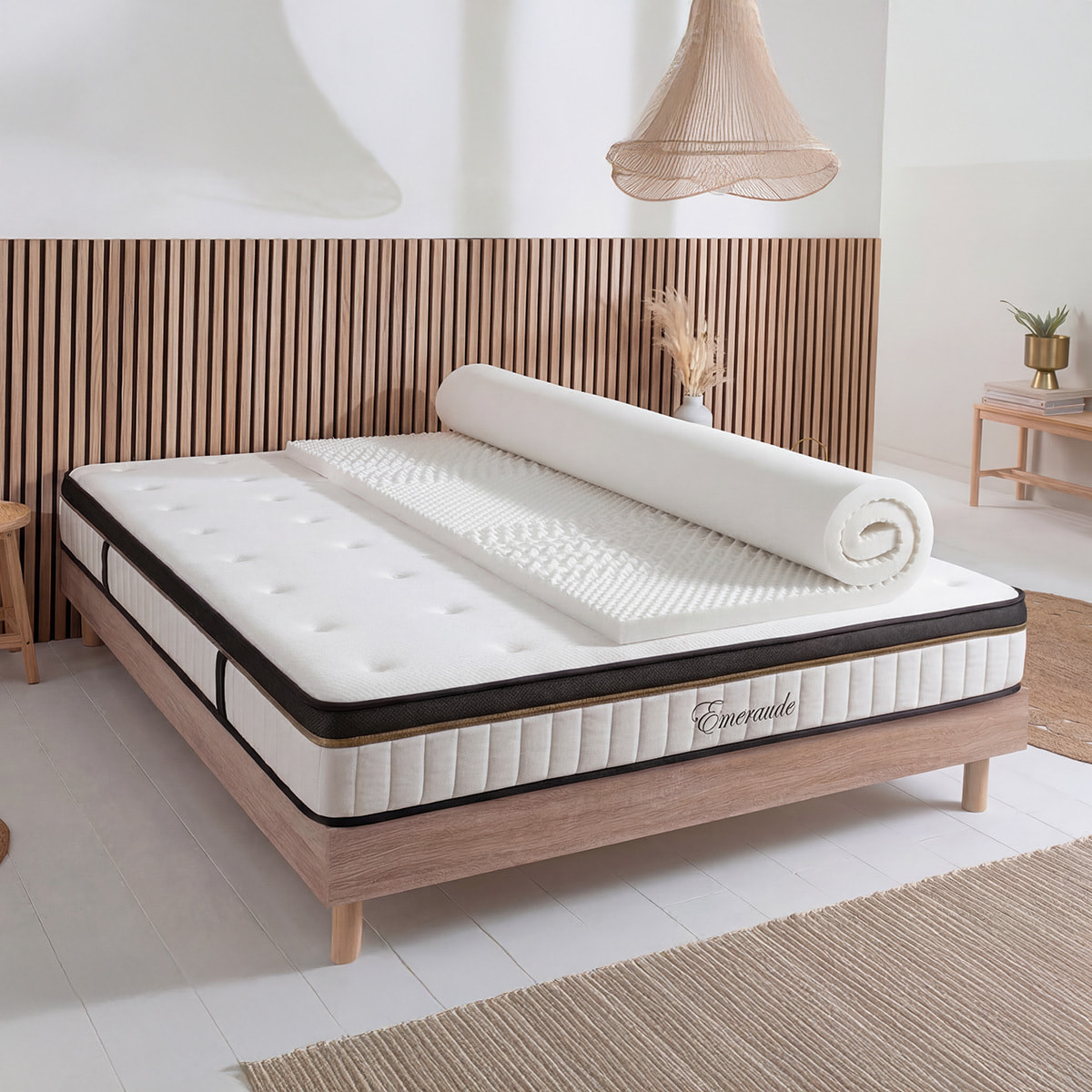 Surmatelas Mousse à Cellules Ouvertes, 6 cm, 7 Zones de Confort, Soutien Adapté