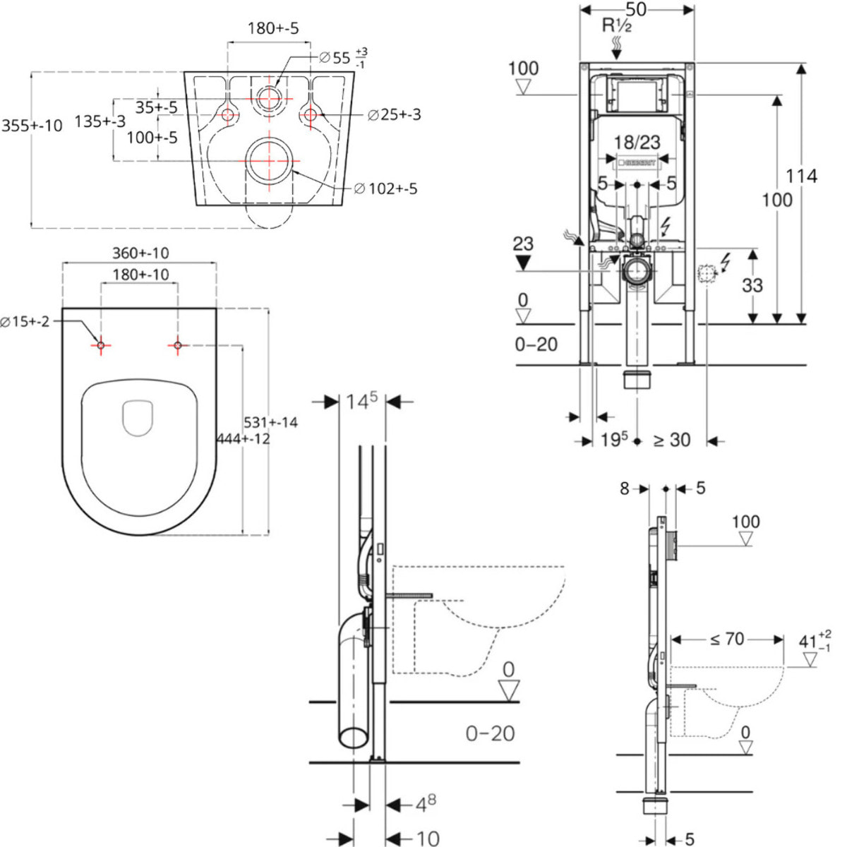 Pack WC Bati-support Geberit UP720 extra-plat + WC Swiss Aqua Technologies sans bride + abattant slim