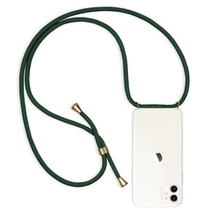 Cover trasparente per iPhone 11 con pendente in nylon. Accessorio moda, vestibilità perfetta e massima protezione