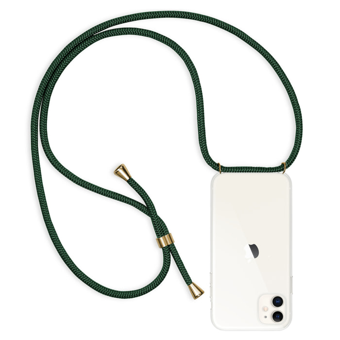 Cover trasparente per iPhone 11 con pendente in nylon. Accessorio moda, vestibilità perfetta e massima protezione