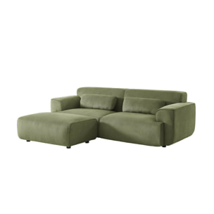 Pouf. module pour canapé. repose-pieds pour canapé 3 places en velours côtelé vert. L 102 x P 70 x H 41cm - Wallas