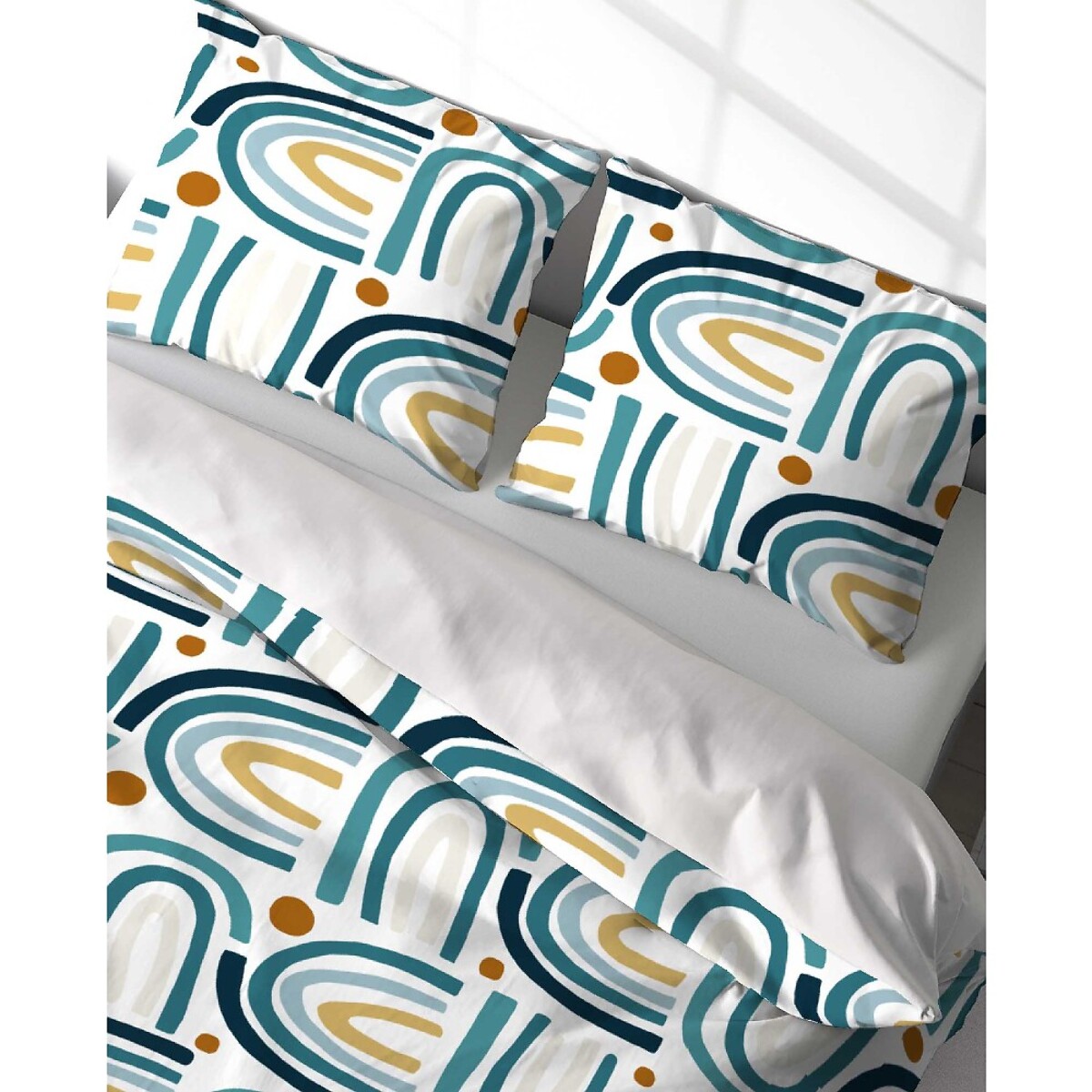 Parure housse de couette polyester bleu