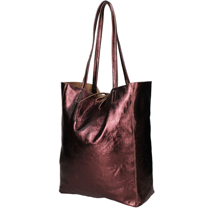 Borsa Shopper  da donna In Vera pelle Made in Italy 40x36x11 cm
