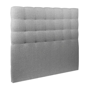 Lit avec tête de lit capitonnée bouclette et sommier kit Ep14