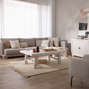 Table basse Oblak -bois massif d'araucaria-couleur blanc shabby 130 x 45 x 80 cm