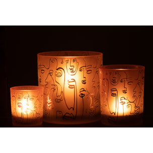 J-Line photophore Happy Faces Verre - terracotta - large