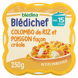 9 Assiettes Colombo de Poisson, Riz (9x250g) - Blédichef Dès 15 Mois