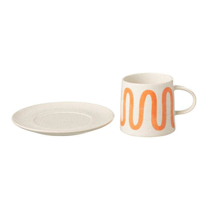 J-Line tasse + sous-tasse - porcelaine - orange