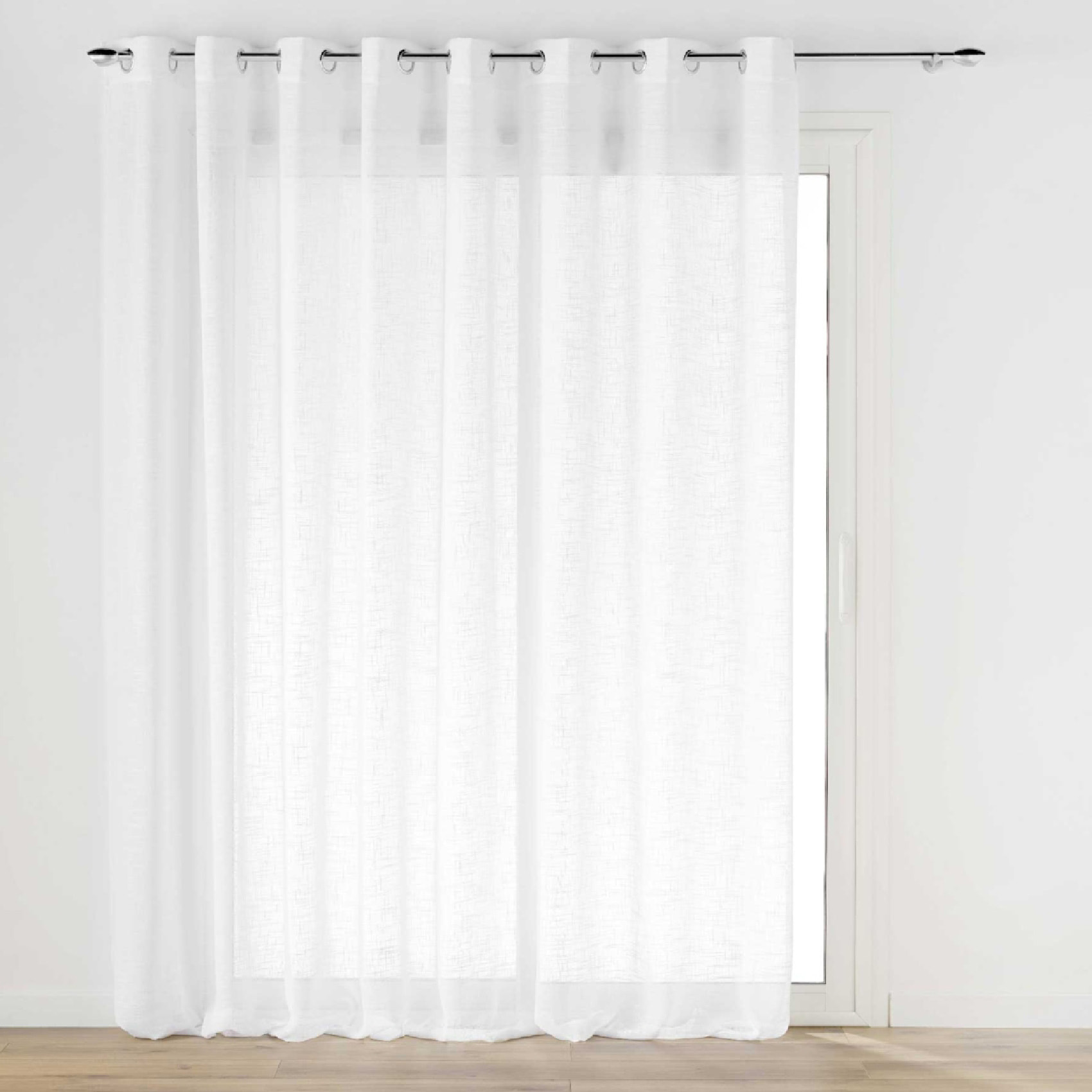Grand Voilage à Oeillets Blanc  - Effet Lin Tissé - Blanc