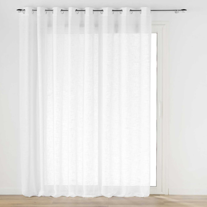 Grand Voilage à Oeillets Blanc  - Effet Lin Tissé - Blanc