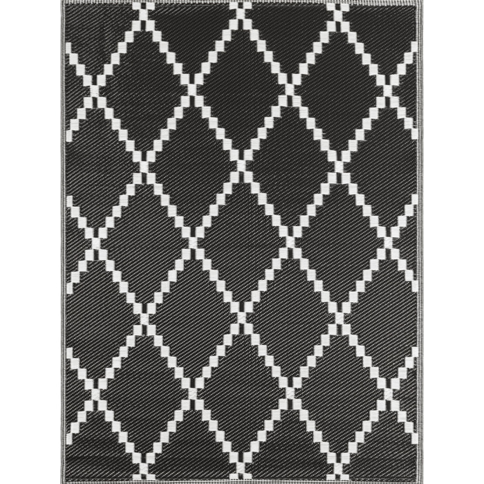 Scoobi - tapis d'exterieur noir motif éthnique