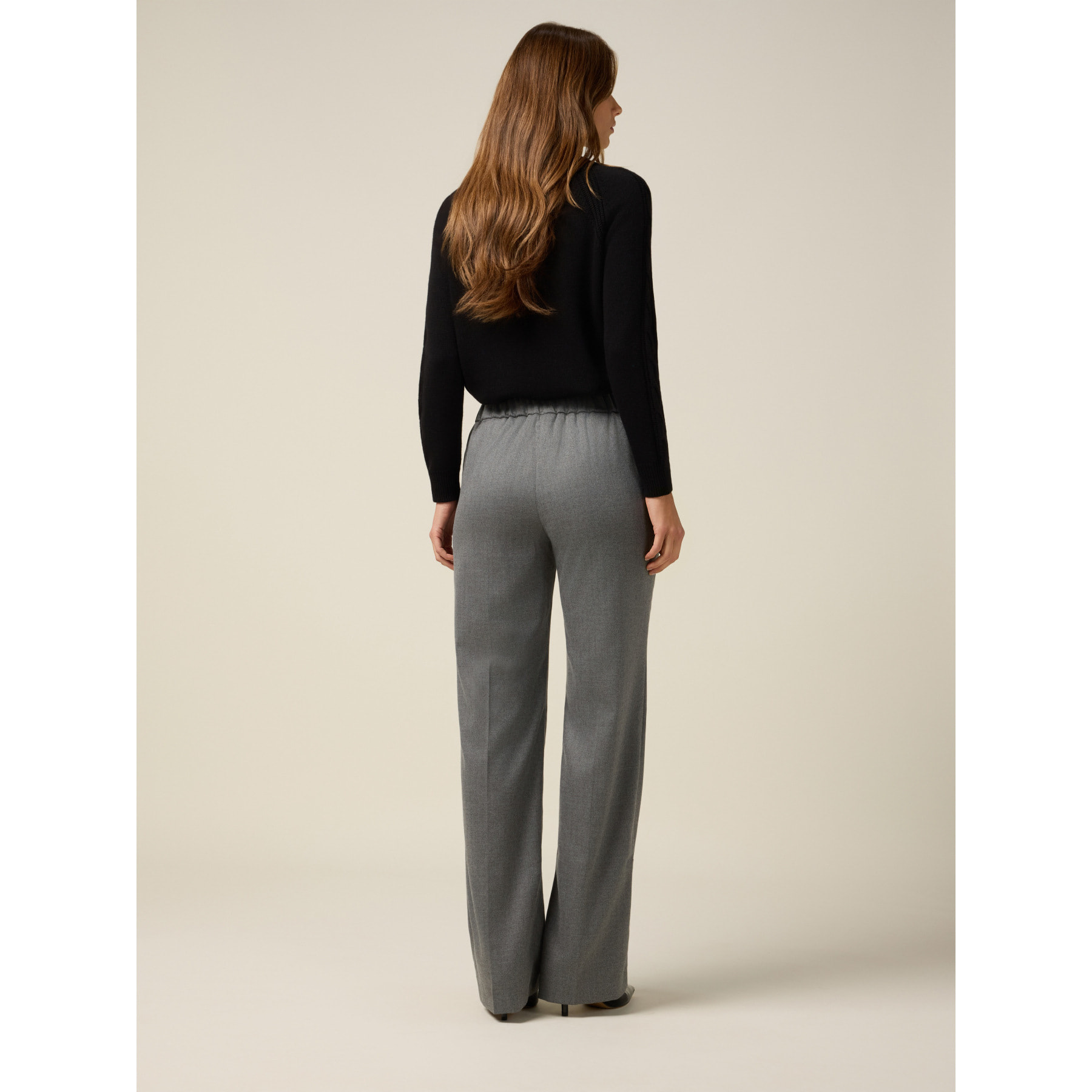 Oltre - Pantalones de franela con cordón - Gris