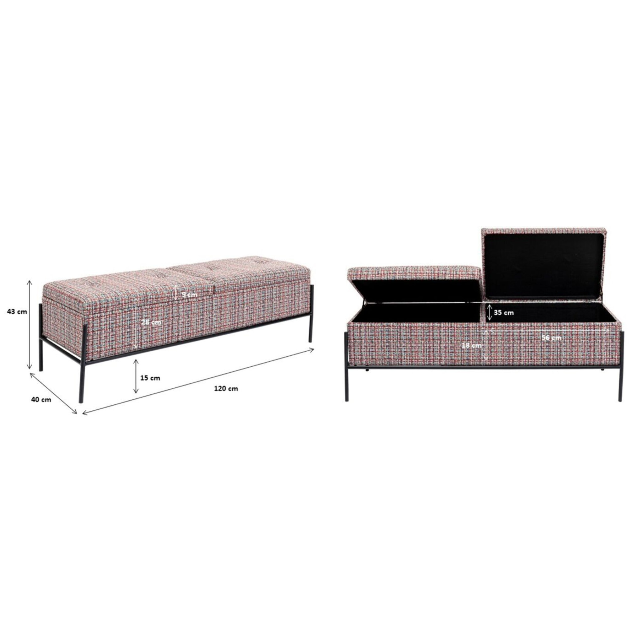 Banc-coffre Iceland 120x40cm rouge Kare Design