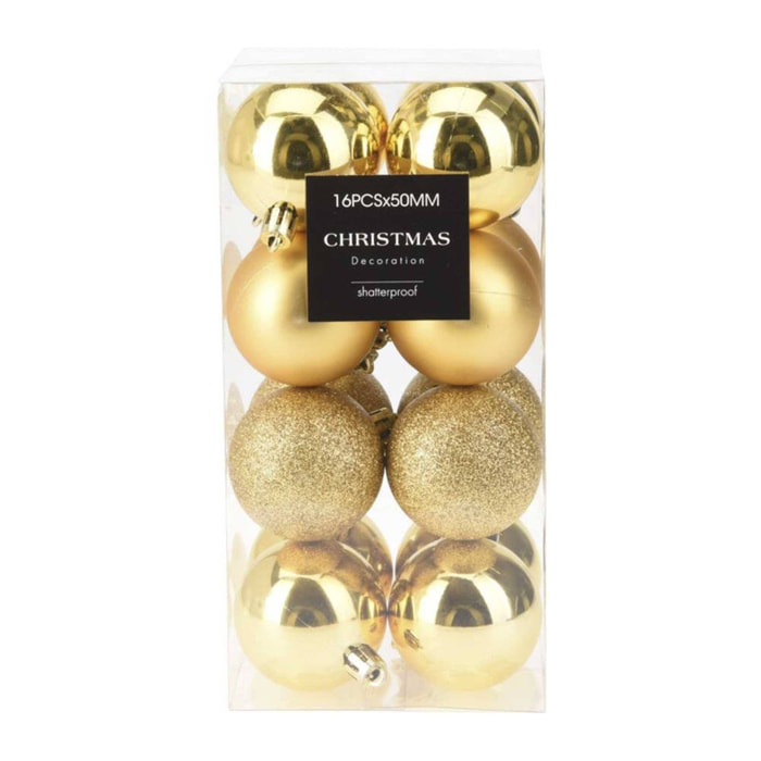set de 20 bolas de navidad de 4cm con diseños acabados en mate y brillante en colores oro