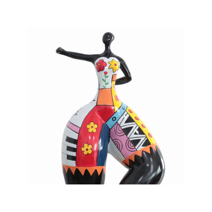 Statue femme qui danse en résine multicolore H68cm - SUMA 04