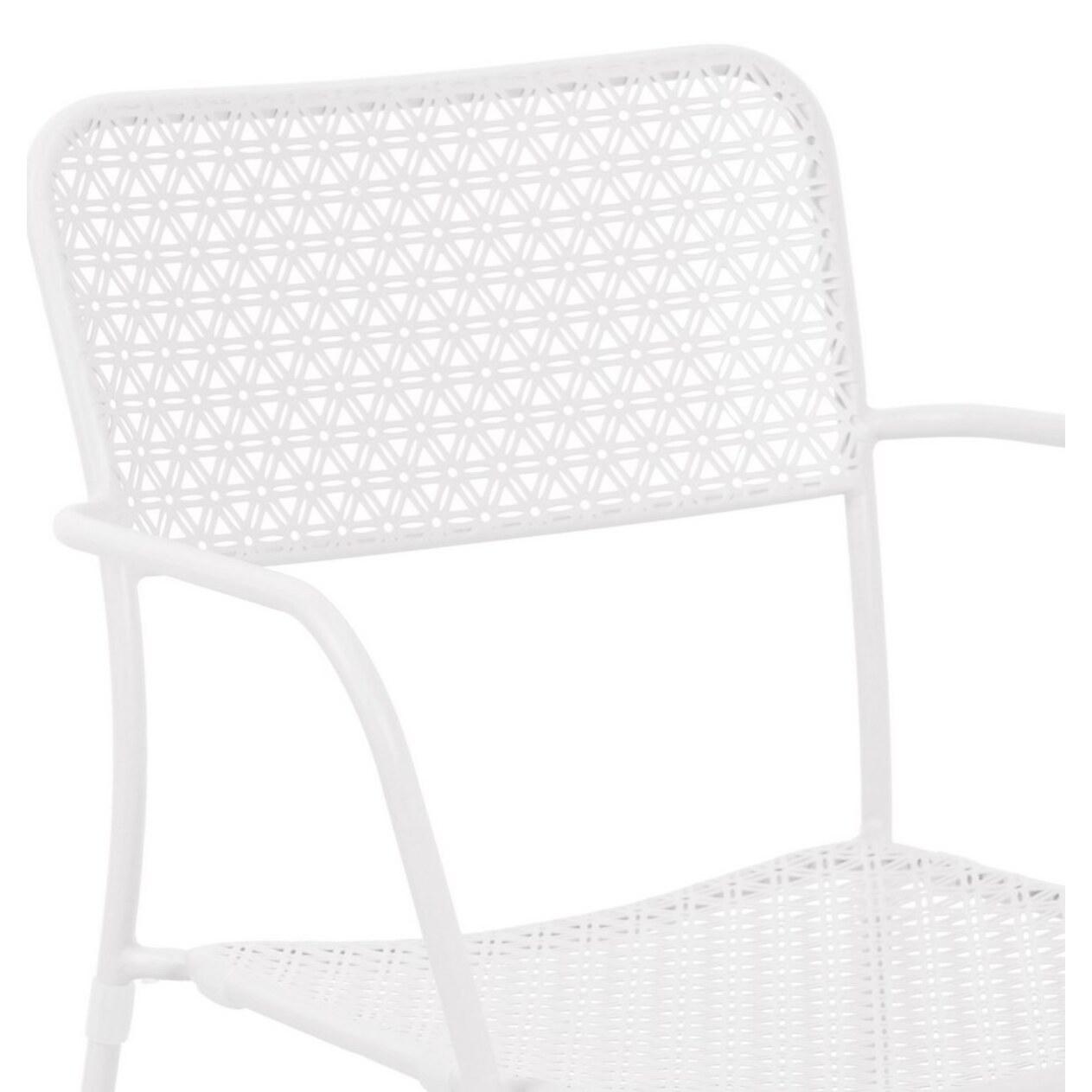 Set 4 sedie da giardino con braccioli in metallo bianco - Aura