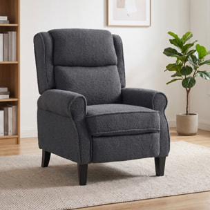Fauteuil classique chic inclinable bouclette anthracite