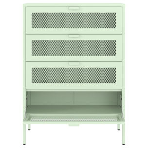 Meuble à chaussures 4 portes en métal vert tilleul EMMA