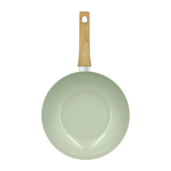 Wok 28cm avec revêtement céramique céladon - tous feux COLORAMA