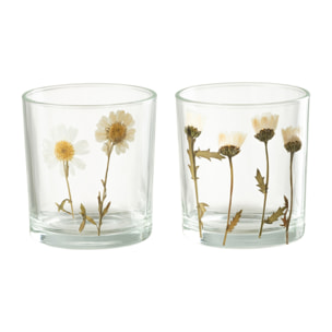 J-Line photophore Fleur Marguerite - verre - mix - small - 2 pièces