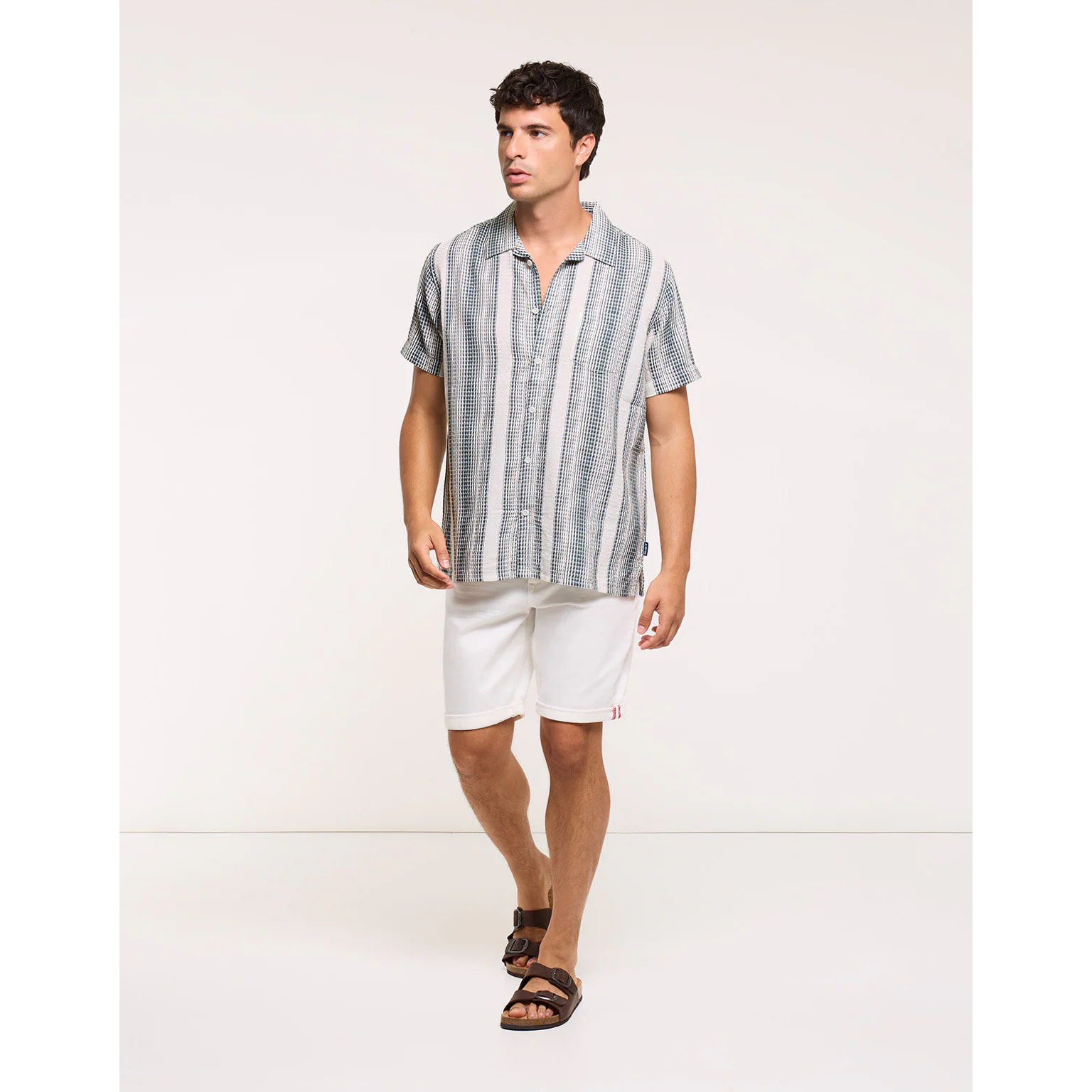 Camisa Manga Corta Rayas Verde - Cookin
