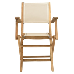 FUN - Ensemble de jardin avec table en bois teck et textilène 10/12 pers.