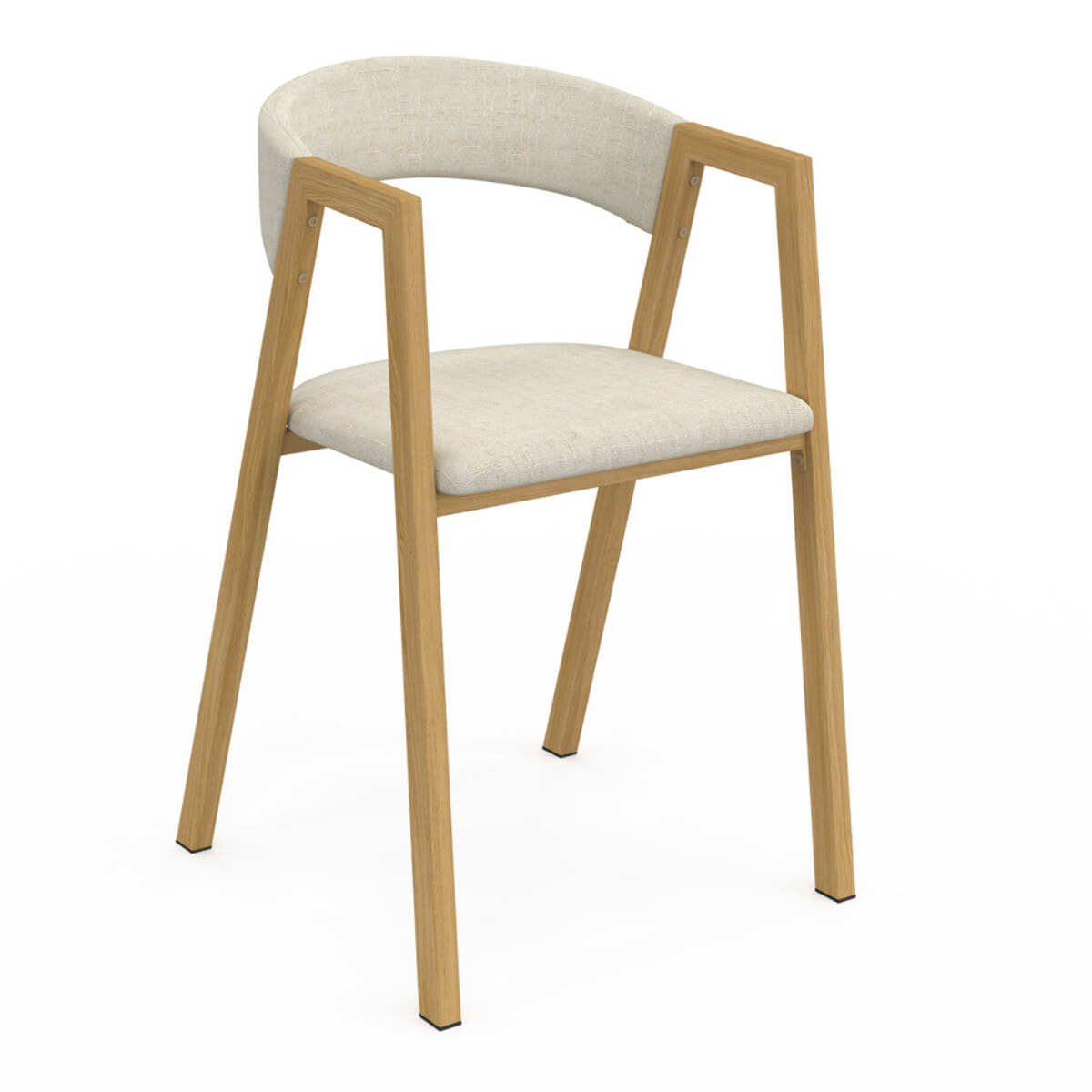 Chaises Enola en tissu beige et pieds effet bois - lot de 4