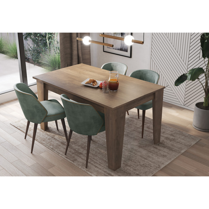Tavolo da Pranzo Allungabile Da 140 A 200 Cm Gambe a Spillo Design Moderno 8 Posti Estensibile Guide In Metallo Cucina Salotto Soggiorno Noce
