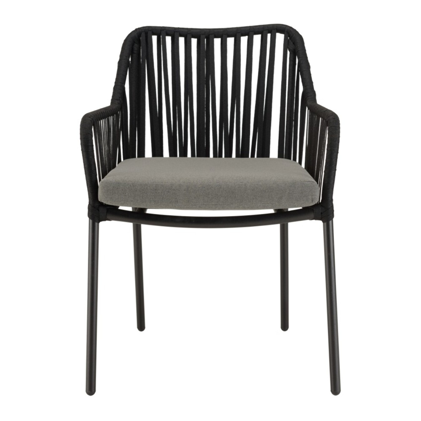 MALO - Lot de 2 fauteuils cordage noir coussin assise gris anthracite