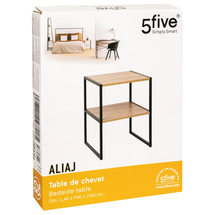 Table de chevet "Aliaj" 2 étagères effet bois