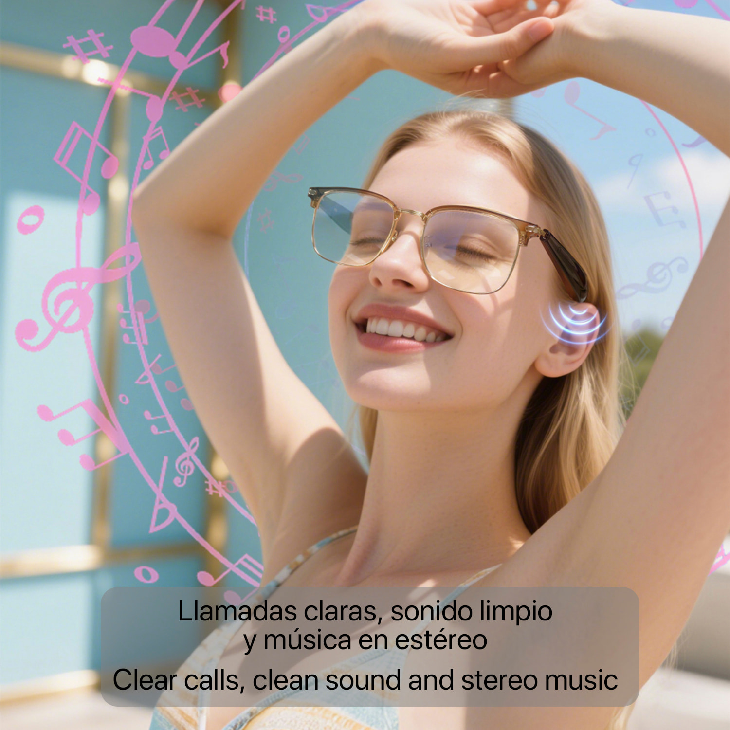 Gafas AI GY-600, traducción de +100 idiomas, asistente inteligente y reproducción de música.