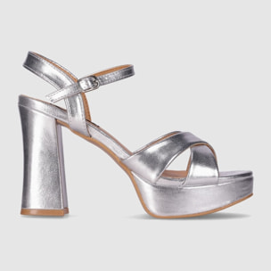 Sandalias - Plata - Tacón: 10 cm