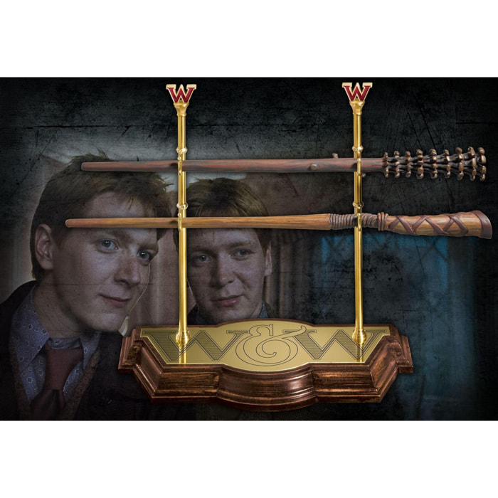 Harry Potter Bacchette Magiche Gemelli Weasley con Espositore Noble Collection