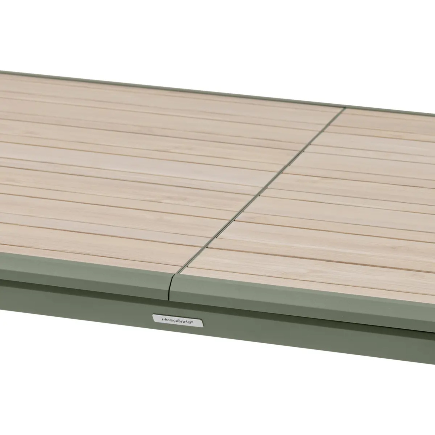 Table de jardin "Dilors" effet bois lin & vert laurier 10 places en aluminium