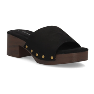 Zueco mujer tacón cómodo verano con tachuelas