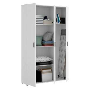 Armadio multiuso Sillano, Mobile multifunzione portascope, Guardaroba a 3 ante, 116x35h190 cm, Bianco