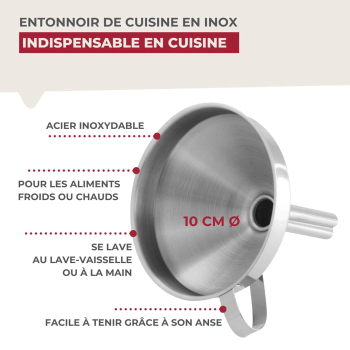 Entonnoir de cuisine inox 10 cm de diamètre Fackelmann