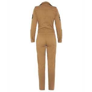 TRJUMP21W LIGHT PILOT JUMPSUIT WITH MILITARY BADGES IN TENCEL 63% COTTON 18% TENCEL 15% POLYESTER 4% ELASTANE Beige