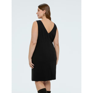 Fiorella Rubino - Vestido tubo con botones joya - GLAM - Negro