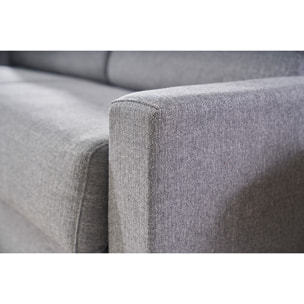 Canapé convertible avec têtières ajustables 3 places en tissu gris clair avec matelas 18 cm NORO